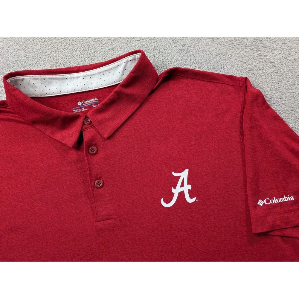 Columbia Alabama Crimson Tide Mens XL Red Short Sleeve Polo Shirt AO2986 NCAA